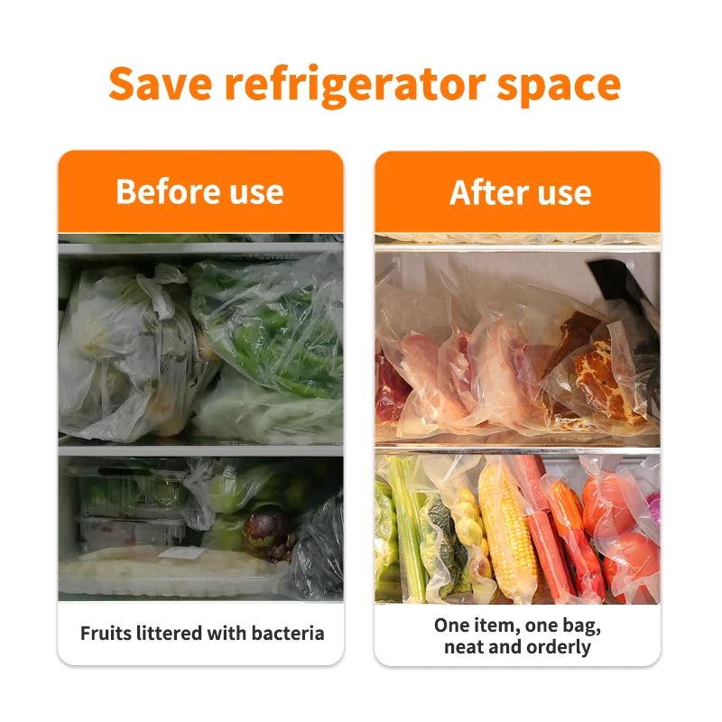Изготовленный на заказ логотип тисненый прозрачный вакуумный мешок Многоразовые Пакеты для хранения пищевых продуктов нейлоновые вакуумные пластиковые пакеты