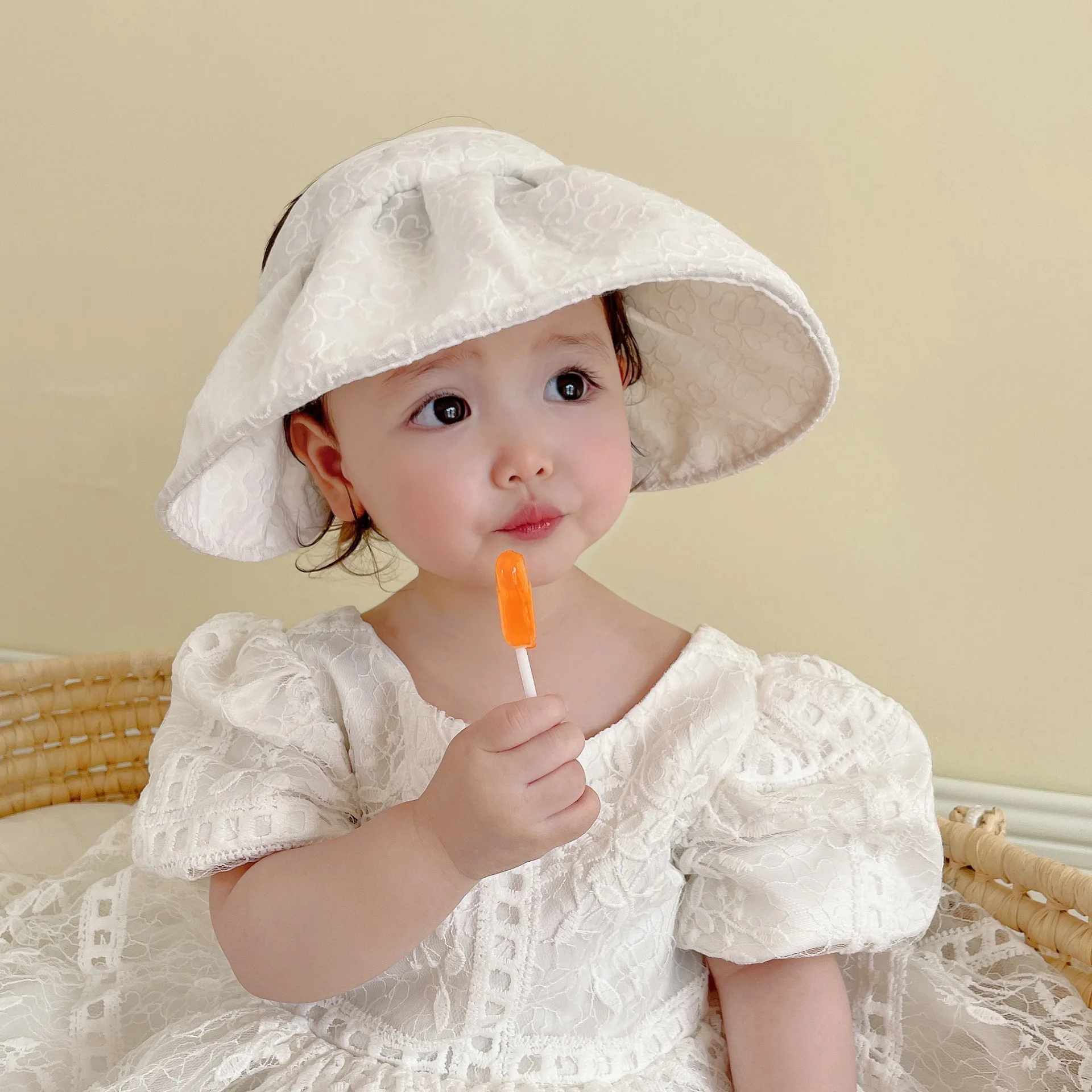 Sun Visor Hat Baby Embroidered Children's Summer Sun Visor Pure Cotton Lace Hat Thin High