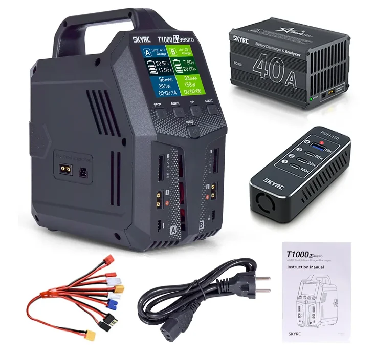 Cargador Balanceador SkyRC T100 100W 5A AC – Doble Canal XT60, Compatible Con Lipo, LiHV, LiFe, NiMH, Pb, Con Pantalla LCD Dual