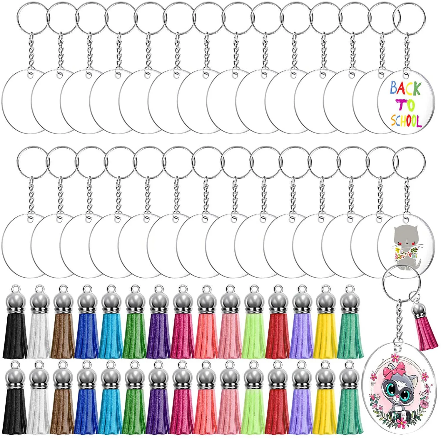 Multi Colored 4cm Blank Disc Blank Acrylic Keychains With Suede Tassel  Vinyl Keyring Gold/Silver Monogrammed Clear Acrylic Disc From Huangvip,  $13.32