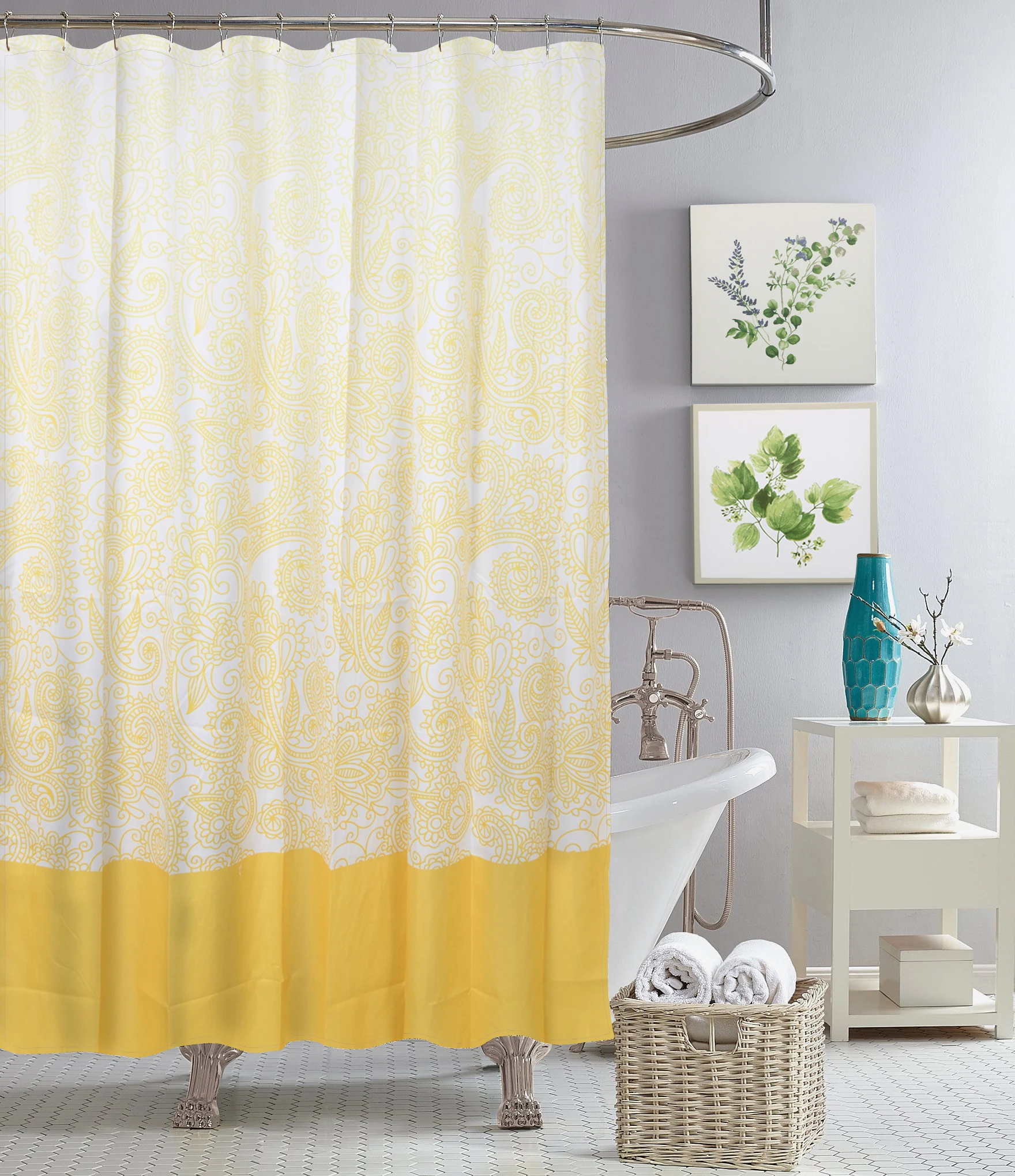 Popular Different Color Repeat  with 12pcs Hooks for Bathroom Accessories Luxury Bathroom Curtain Set