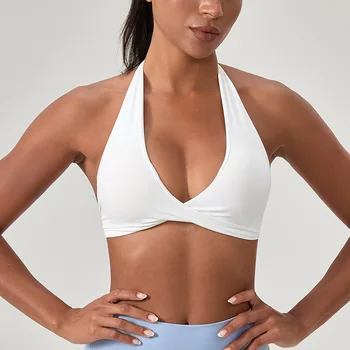 Yoga Bra Women's Neck Hanging Beautiful Back Running and Fitness Bra Sexy No Steel Ring Sports Vest