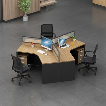 Modern 3 person desk office cubicle partitions