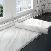 DUUEIHHUER Thick PVC Marble Sheet Waterproof Peel and Stick Stone Kitchen Wall Wallpaper Sticker 3D Home Decoration