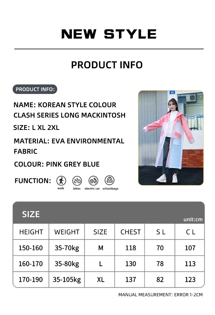 new product eva poncho raincoat Women's Long Portable Plus Size Quick Dry rain coat Outdoor Rainwear factory