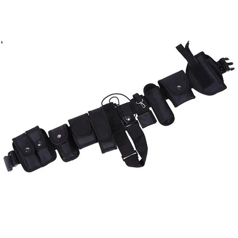 Training Quick-release Buckle Tactical Belt with Bag Multifunctional Adjustable Security Duty Multi Pocket Belts Flashlight Bag