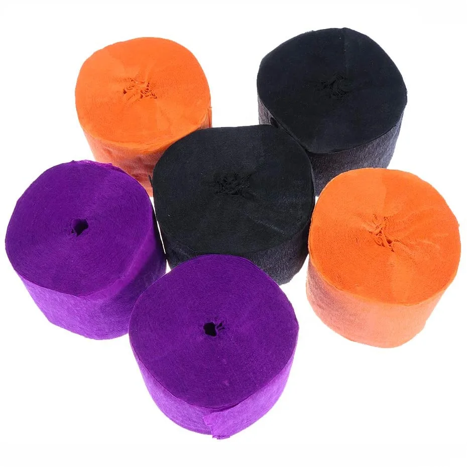 4 Rolls Per Color, 30 Foot Each Roll Yomiie 360 Feet Halloween Crepe Party Streamers 12 Rolls 3 Colors Purple Black Orange for Hallowmas Party Crafts Decorations 
