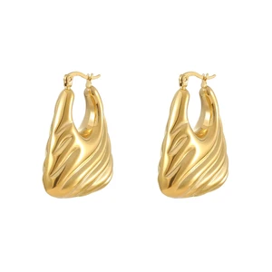 Statement Tarnish Free Hollow Handbag Hoop Earrings 18k Gold Plated Women Earrings Stainless Steel Jewelry