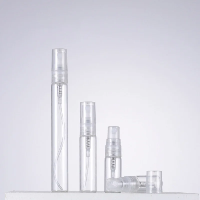 1ml 2ml 3ml 5ml 10ml Refill Crimp Plastic Cap Small Empty Perfume Sample Bottle Mini Glass Spray Perfume Bottles with Atomizer