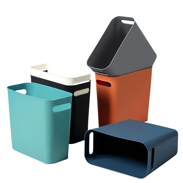 Plastic Small Wastebasket Trash Can Slim Waste Basket Garbage Container