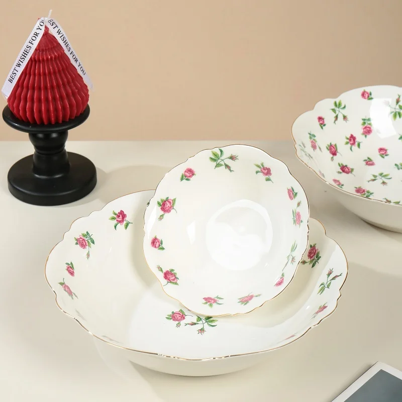 product wholesale floral ceramic plate porcelain dinner set kitchen tablewares wedding plates restaurant ceramic tableware set-7