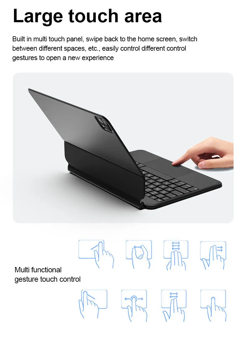 product laudtec oem magnetic backlit touch wireless tablet keyboard protective cover pen slot control magic keyboard for ipad pro 11-6