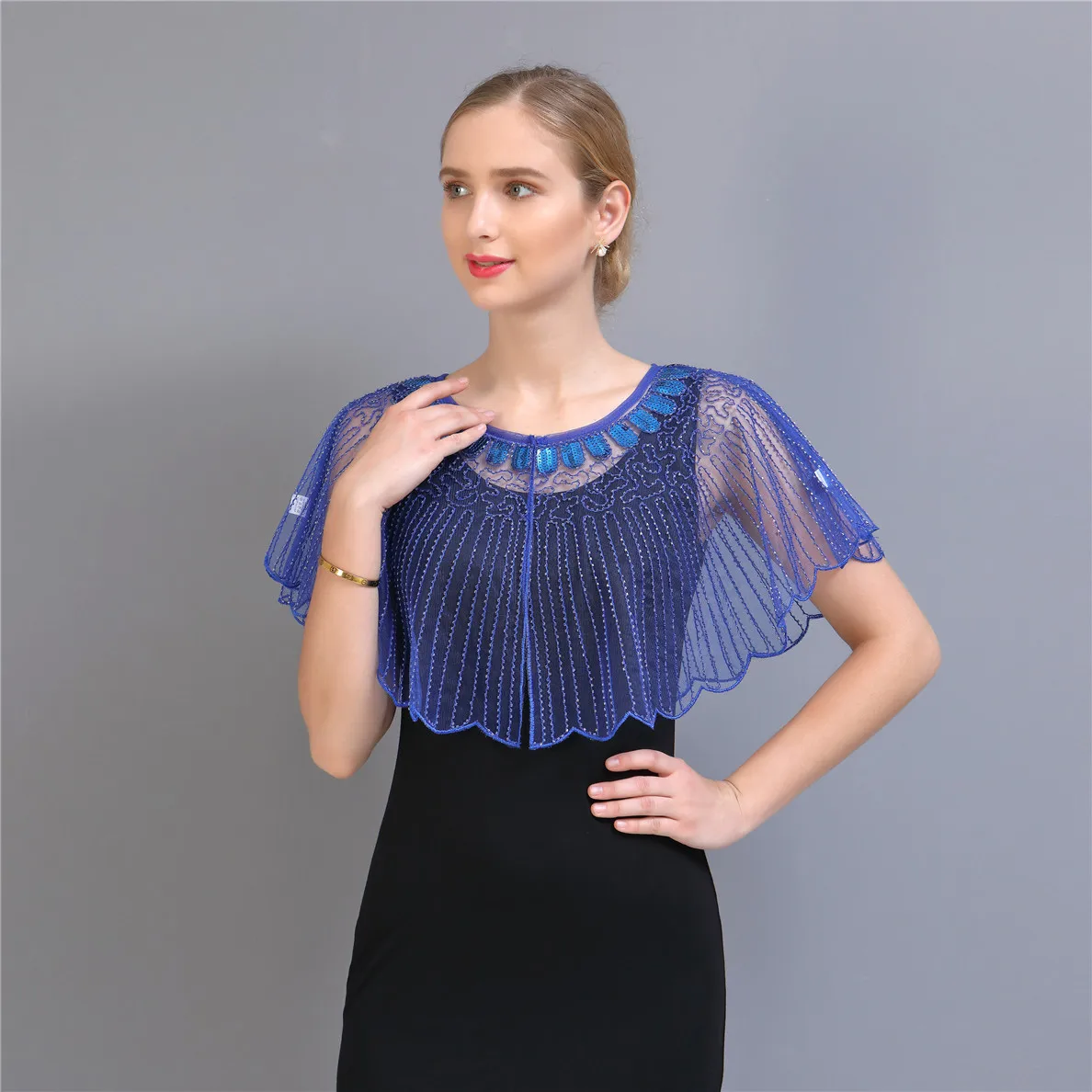 Wholesale Elegant Embroidery Cover up Sequin Evening Dress Shawls for Women  Wedding Wear Accessory
