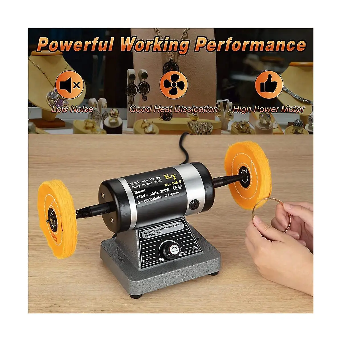 Jewelry Making Tools Buff Polishing Machine with 2 Buff Jewelry Bench Grinder Motor Grinding Machine