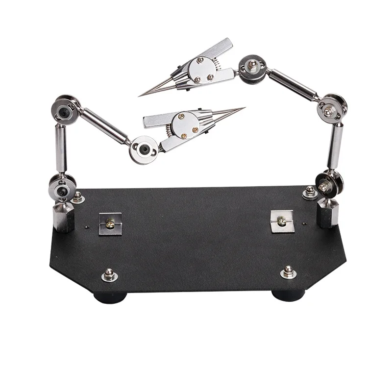 TEBAK Three-Hand Jewelry Welding Holder Fixture Precision Soldering Iron Clamp for 2 Head Welding Stable Adjustable Bench Tool