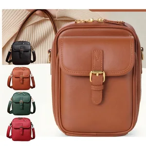 Custom Vintage Vegan Leather Crossbody Bag Stylish Small Shoulder Purse Sling Bag for Women and Men With Card Slots