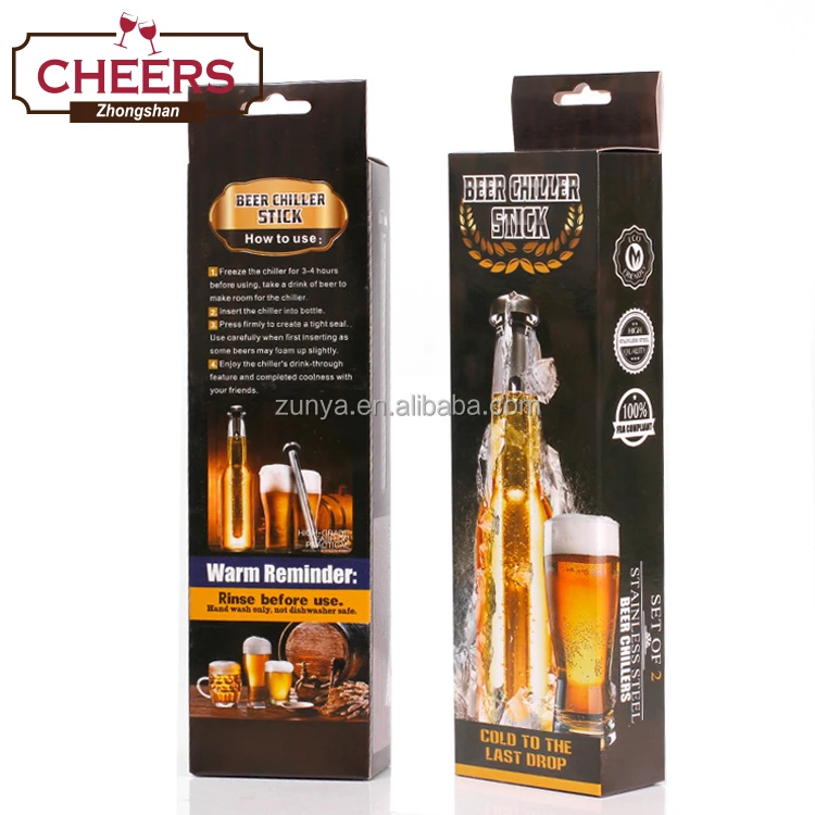 Stainless Logo Customized Beer Chiller Stick 2pcs