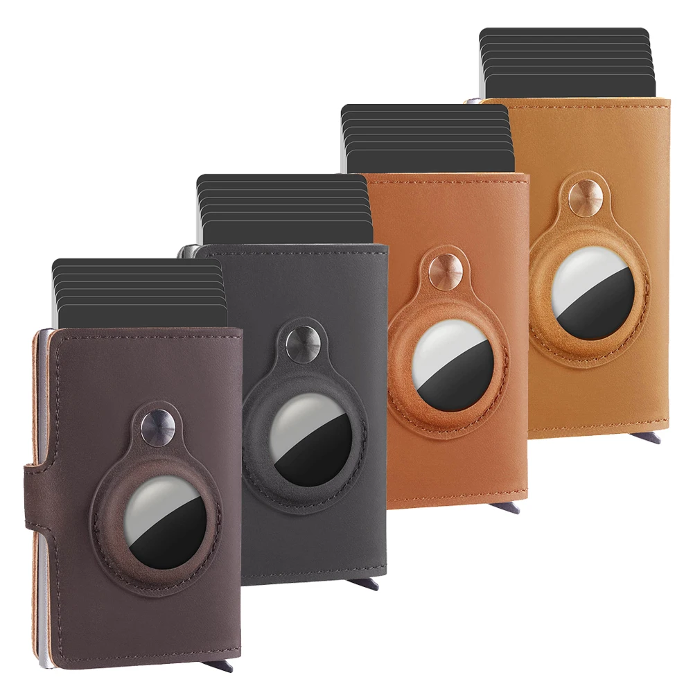 Hot Selling Custom Design Rfid Blocking Leather Metal Pop up Credit Card Holder Wallet Men