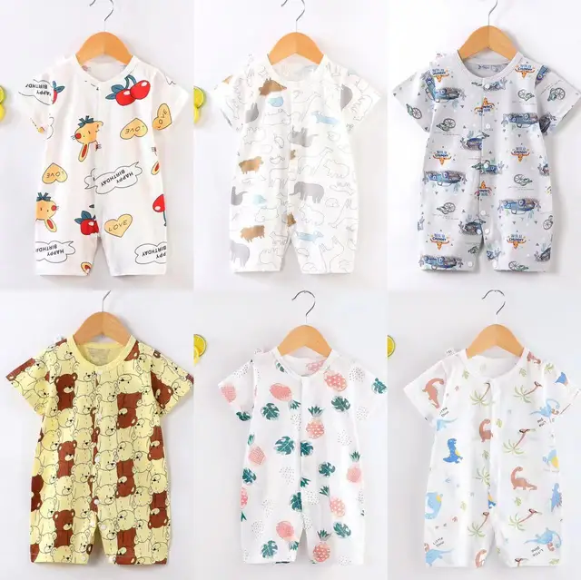 2023 New Baby Jumpsuit Newborn Climbing Wear Short-sleeved Thin Ha-ha Clothes Baby's Clothing Baby Wrap Fart Clothes