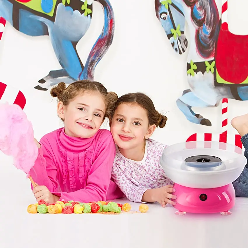 Machine à Barbe à Papa 450W - Appareil Bonbons Pour Enfants Avec Accessoires, Rose