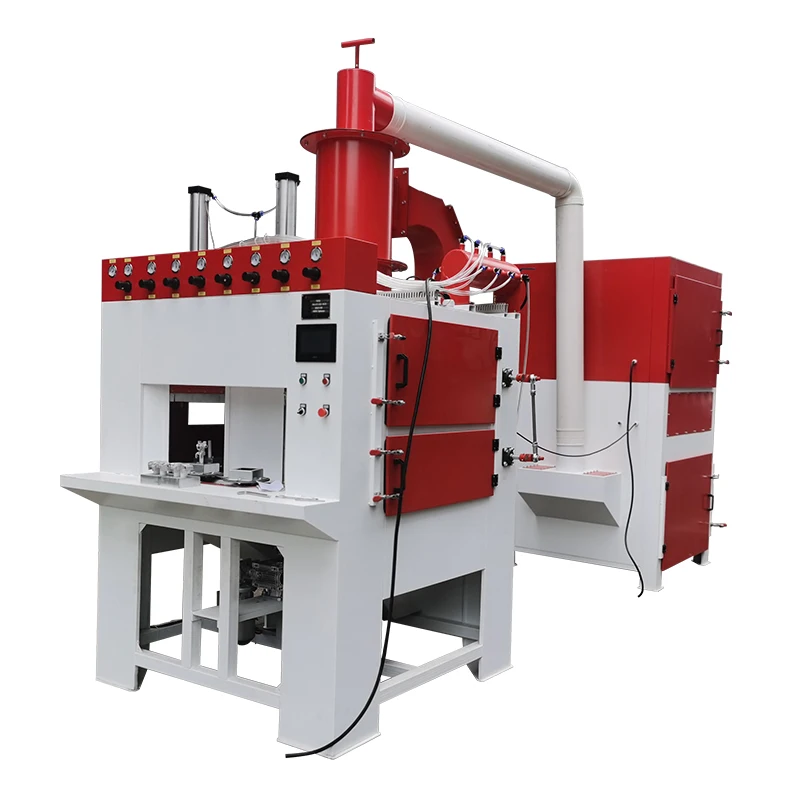 Multi Stations Automatic Sandblasting Continuous Rotating Platform Sand Blasting Machine