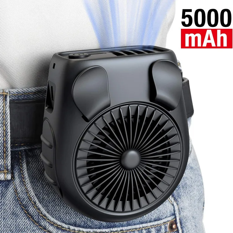 Ventilador De Cintura Recarregável 14500 MAh - 5 Velocidades E Luz