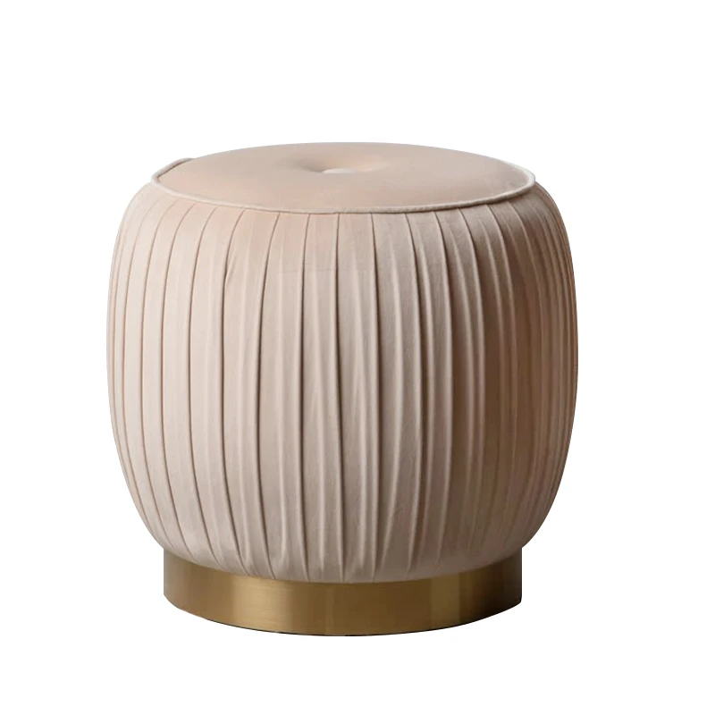 Customized Saving Space Pouf Velour Grey Metal Storage Ottoman Seat Storage Stool