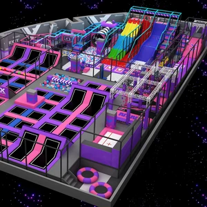 New Professional Commercial Adventure Trampoline Park with Ninja Warrior Rope Courses
