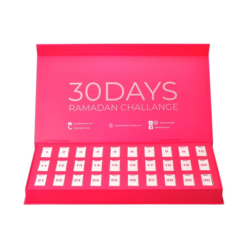 Custom Advent Calendar Empty Luxury Cardboard Paper Gift Beauty Cosmetic Packaging Countdown Christmas Advent Calendar Box