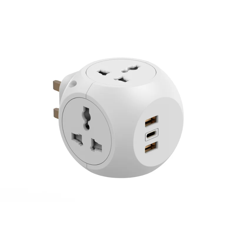 Multi Plug Extension Sockets with 3 USB UK Plug Cube Socket 4 Way Surge Protection Power Extension Adapter