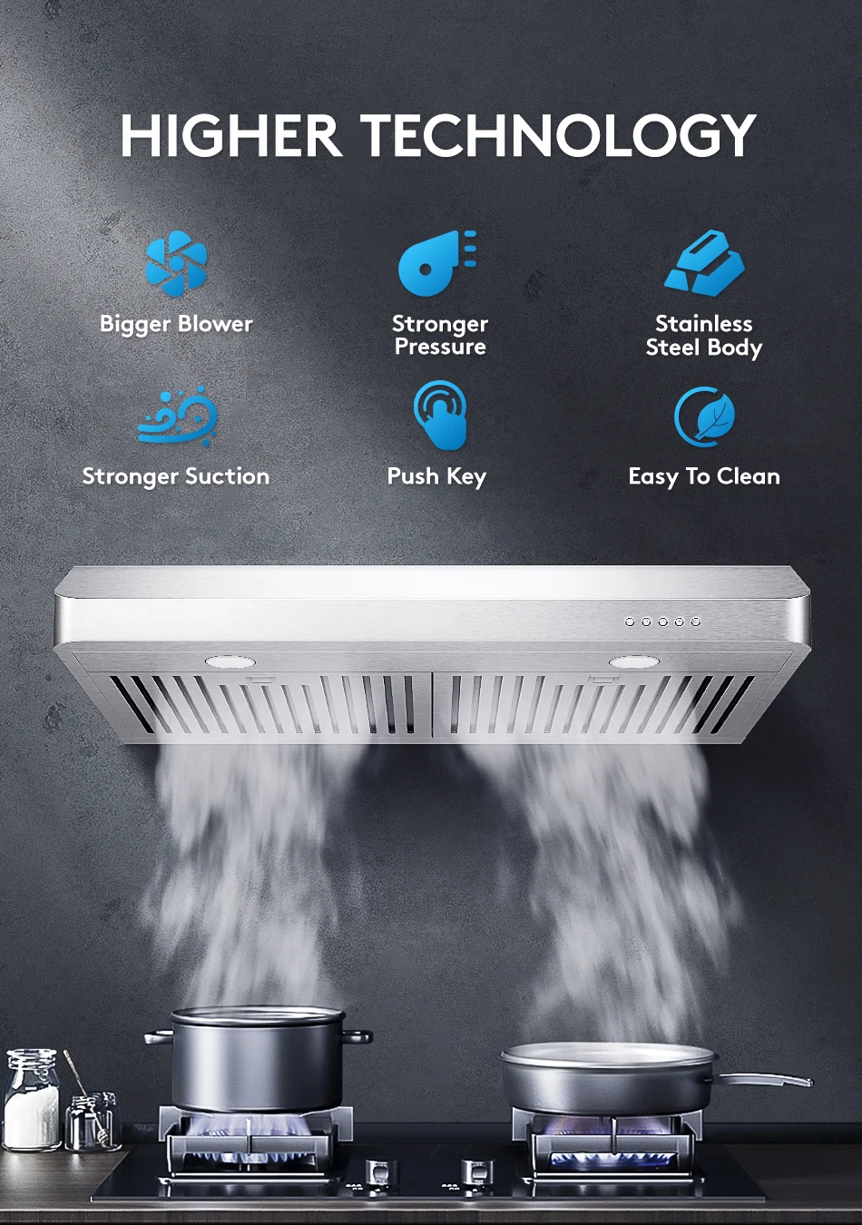 Conventional Painting Kichen Chimney Cooker Hood Kitchen 600mm 700mm