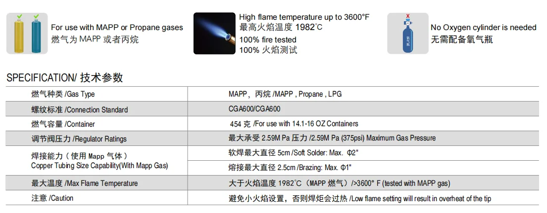 2025 Best Selling High Quality HT-1 Gas Adjustable Flame Control Single Hose Gas Welding Handheld Welding Torch HVAC