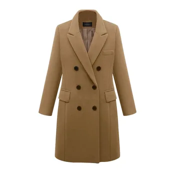 High Quality Elegant Womens Trench Coats Jacket Wholesale Plus Size Winter Long Brown Tweed Coat for Women