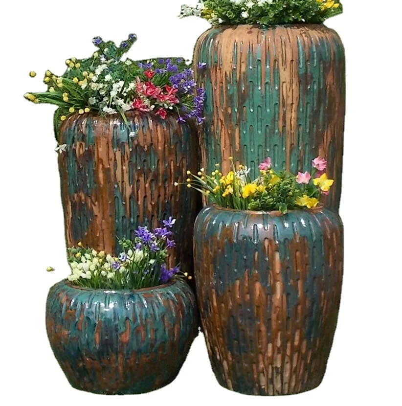 Large Outdoor Glazed Ceramic Plant Pots for Trees Designated Shape Pottery Material for Garden Room Decor Indoor/Outdoor Use