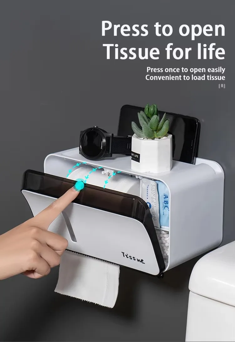 High Quality Modern Wall Mounted Plastic Paper Storage Box Facial Tissue Box Holder manufacture