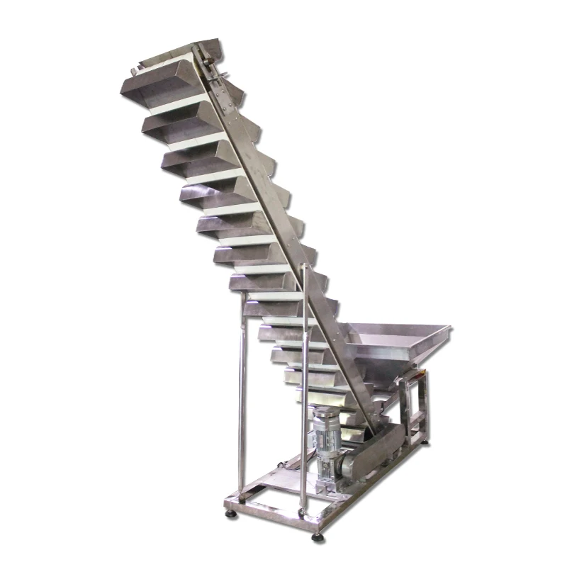Portable Bucket Modular Inclined Z Type Belt Conveyor With Vibration Hopper