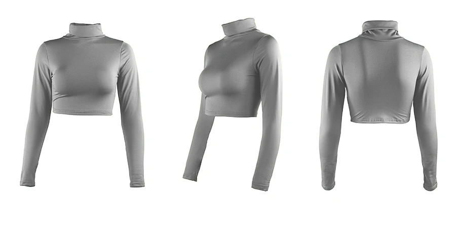 Custom Long Sleeve High Neck Solid Color Women Sexy Tight Fashion Woman Blouses Compression Women Autumn