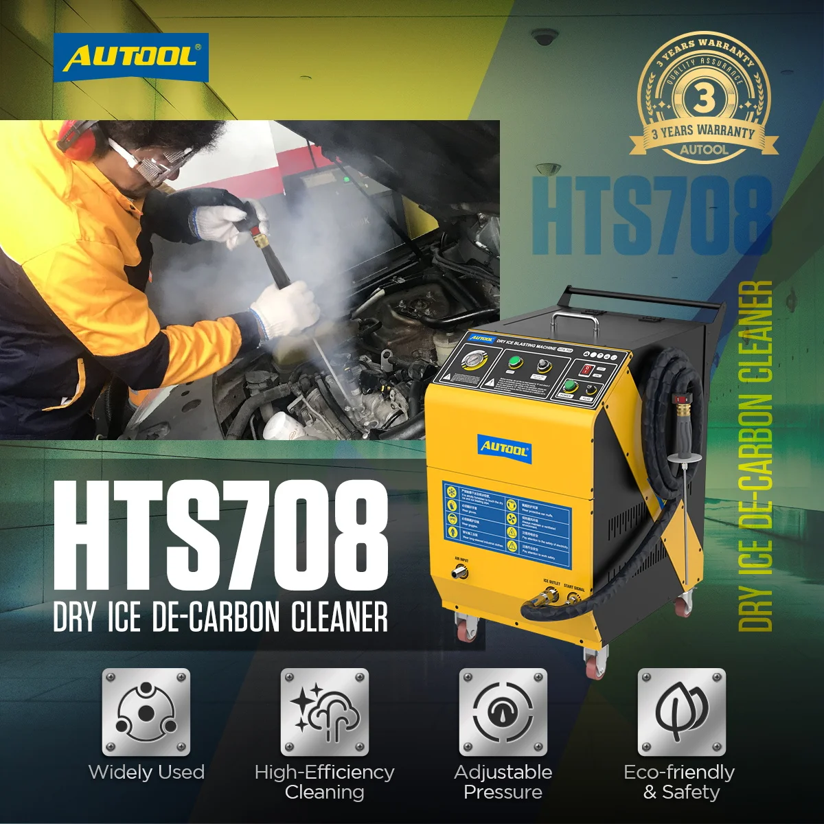 Autool Hts708 Mold Cleaning Dry Ice Cleaning Blasting Machine Dry Ice