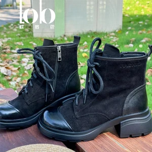 Women's Suede Thick-Soled Wedge Heel Camouflage Pattern Ankle Boots Height-Increasing Design Rubber-Sole Dress Shoes Summer