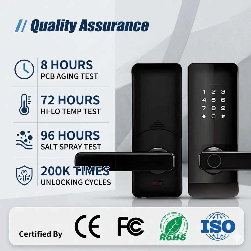 Bluelock Tuya App Biometric Fingerprint TTlock Smart Lock Keyless Cloud Storage Aluminum Wood Security Wi-Fi for for Home