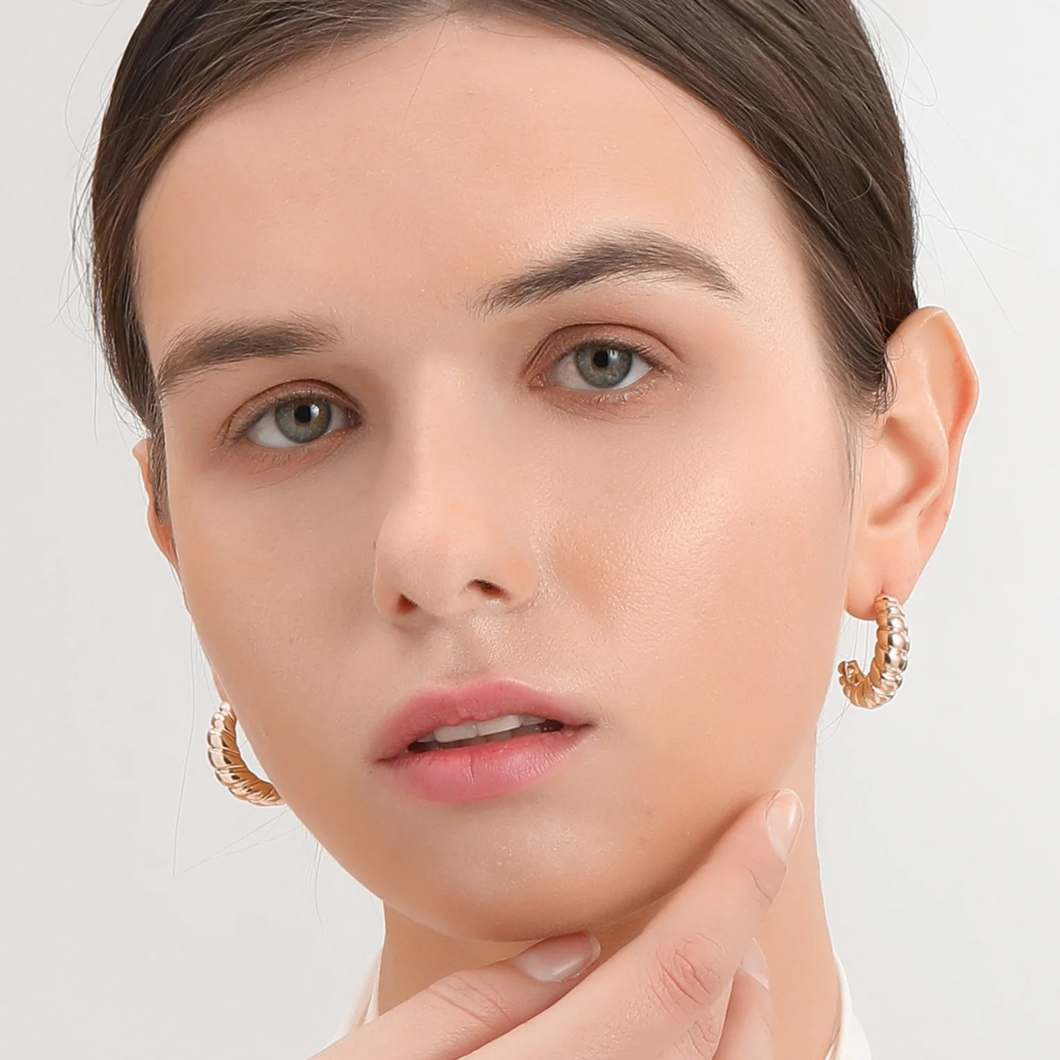 Brass Chunky Designer Huggie Hoop Statement 14k Real Gold Plated