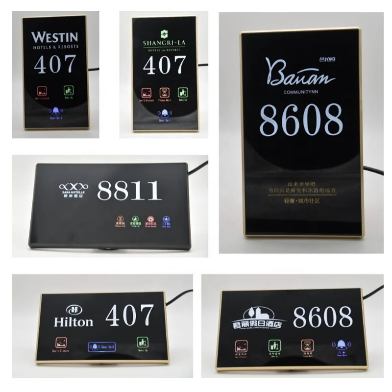 Custom Hotel LED Door Sign with Room Number, DND Switch & Wireless