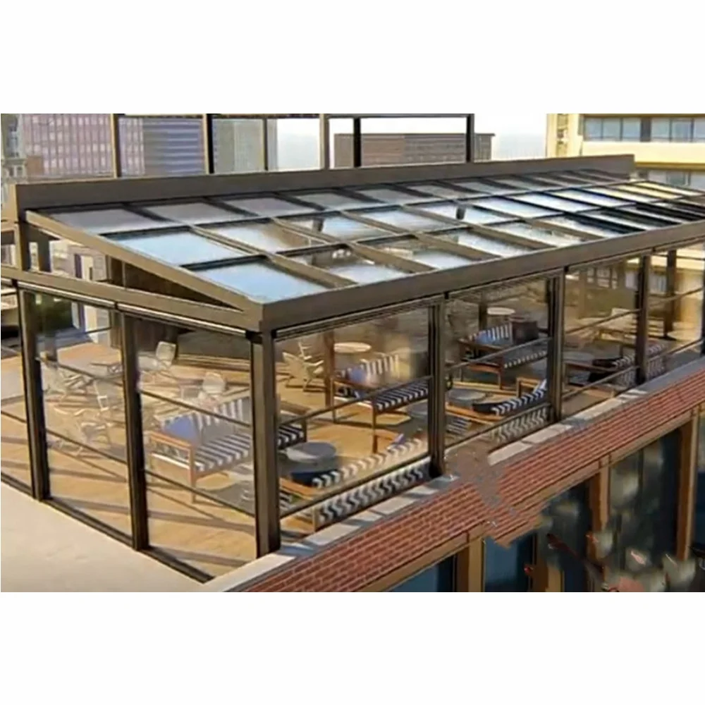 Electric Retractable Glass Roof for Patio Sunroom