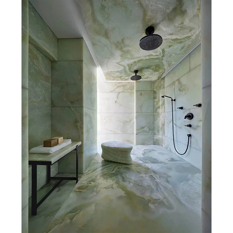 Wall Cladding Stone Translucent Jade Green Onyx Marble Slabs Decoration for Bathroom Wall