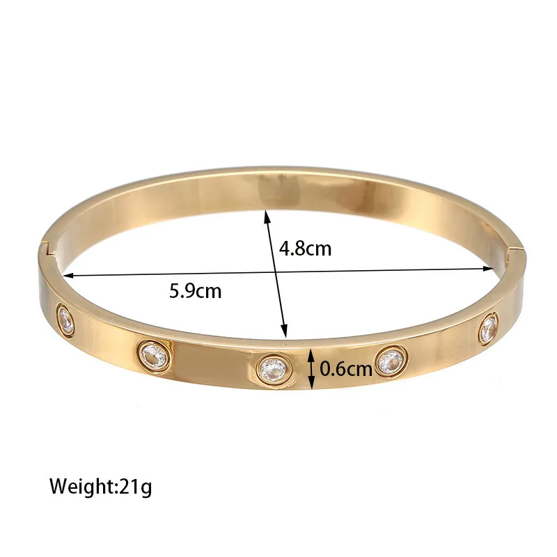 Gold Plated Paved Rhinestone Stainless Steel Bangle Bracelet Dainty Minimalist Jewelry for Men Gift Wholesale Supplies
