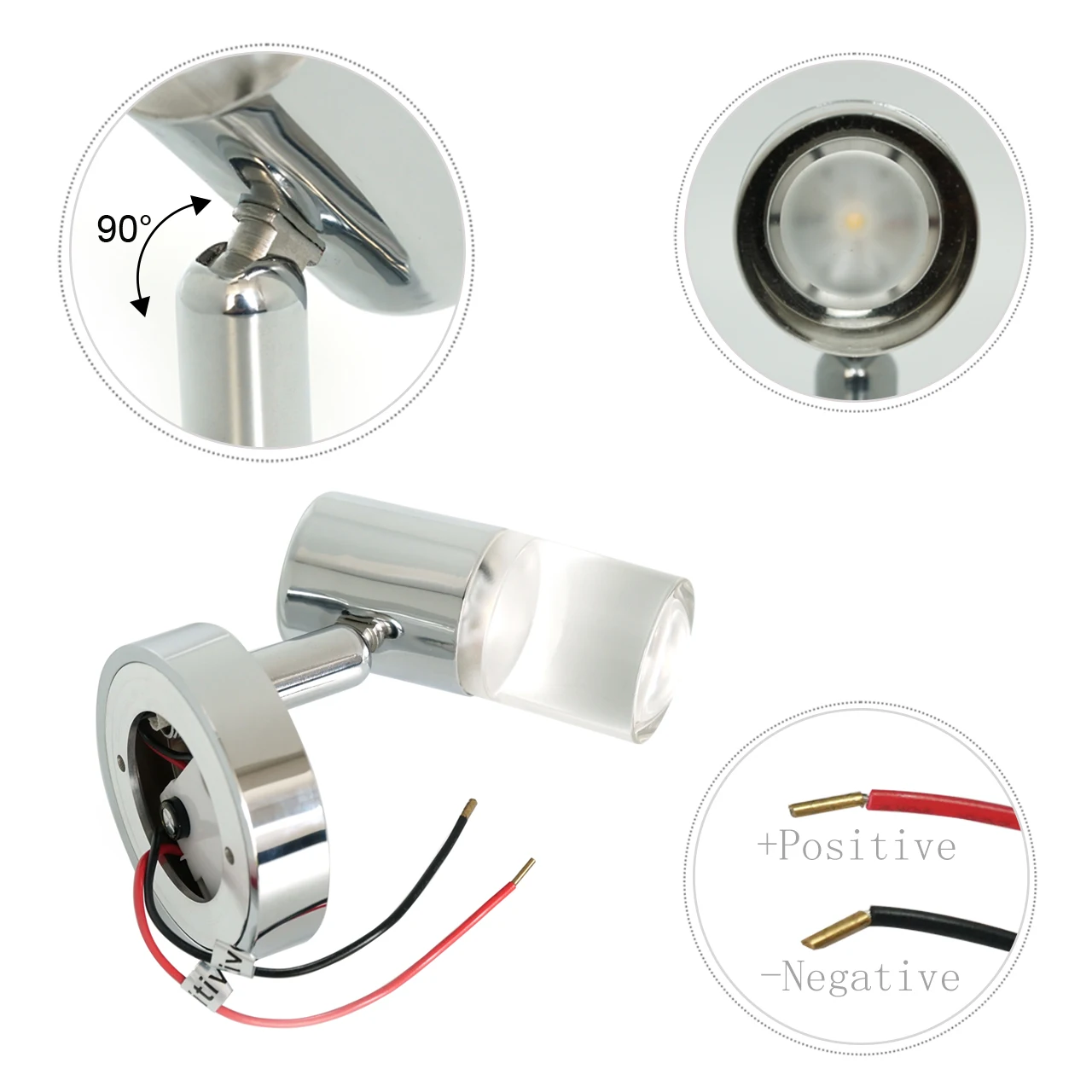 European Crystal Dimmer Light Camper Car Rotation Reading Light For RV Caravan Motorhome
