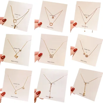Stainless steel butterfly Necklace Jewelry 18k gold female fashion accessories copper Pendant Simple Clavicle Chain necklaces