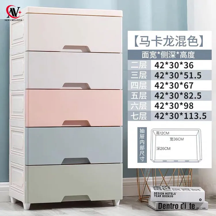 pp Plastic Wardrobe 5 Layer Rectangle Drawer Clothes Storage Cupboard