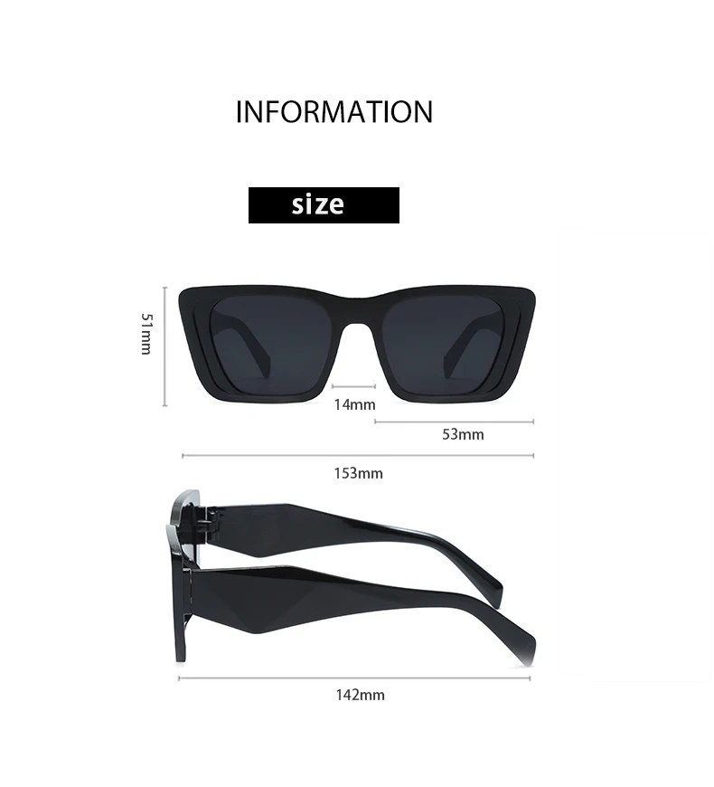 Luxury Rectangle Sunglasses Women Fashion Retro Cat Eye Sun Glasses ...