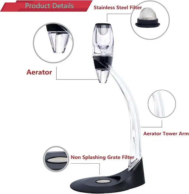 Set Decanter Vino Con Aeratore Istantaneo - Cavatappi, Versatore, Tappo Sottovuoto - Foto 6